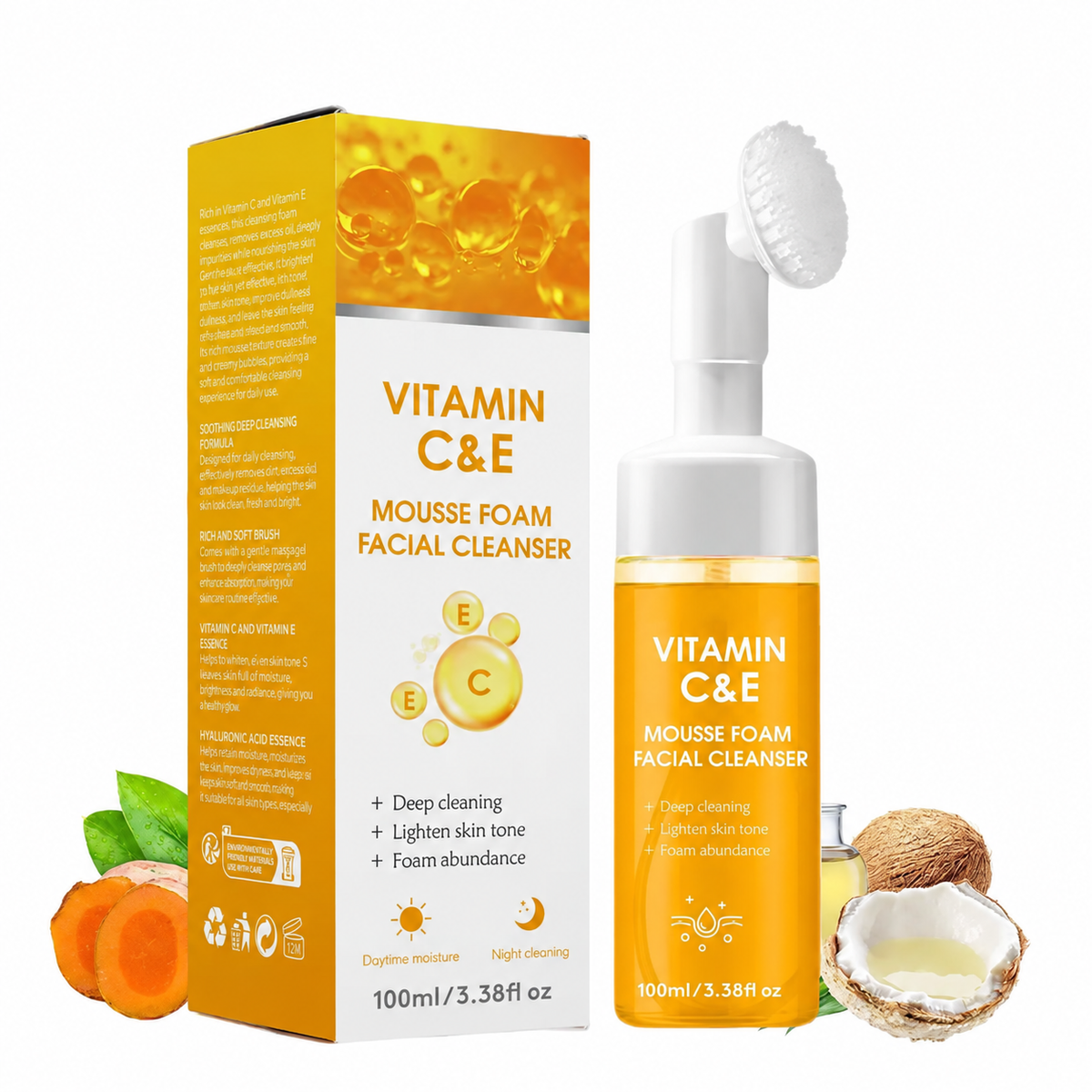 🔥Last Day-Buy 1 Get 1 Free🔥Turmeric + Kojic Acid Foaming Facial Cleanser with Silicone Brush