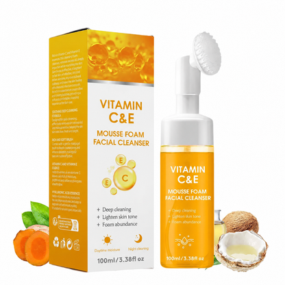 🔥Last Day-Buy 1 Get 1 Free🔥Turmeric + Kojic Acid Foaming Facial Cleanser with Silicone Brush