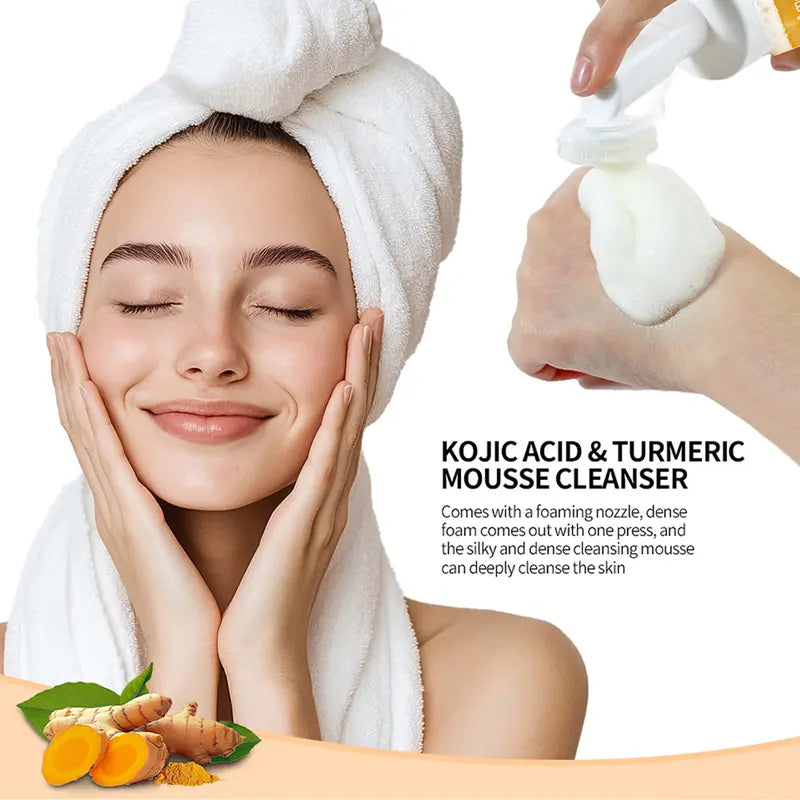 🔥Last Day-Buy 1 Get 1 Free🔥Turmeric + Kojic Acid Foaming Facial Cleanser with Silicone Brush